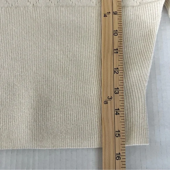 Danielle Guizio Ivory Cashmere Wool Pointelle Knit Tie Front Crop Sweater Small - Picture 13 of 13